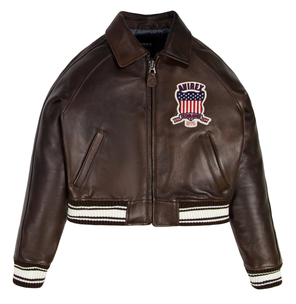 Avirex Cropped Icon Jacket Vintage Brown