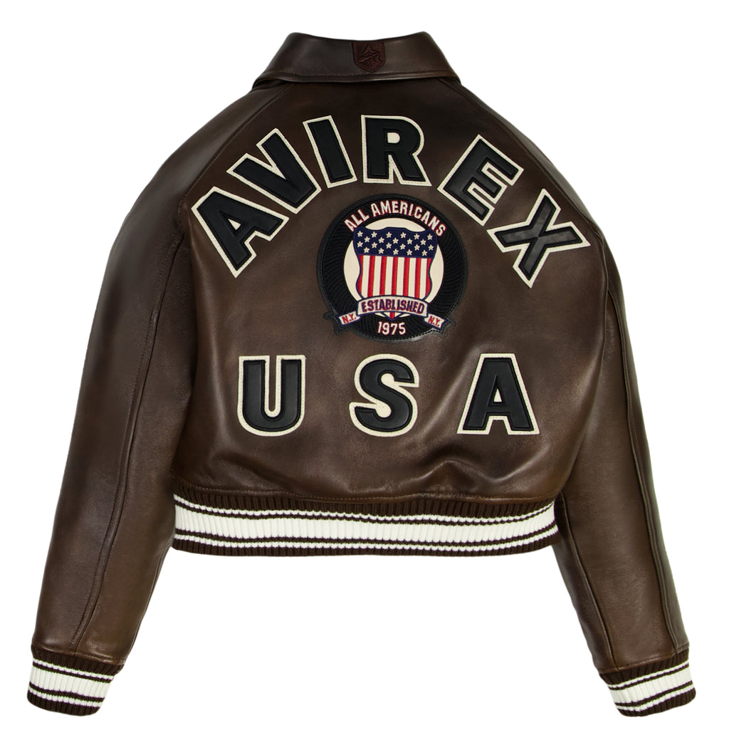 Avirex Cropped Icon Jacket Vintage Brown
