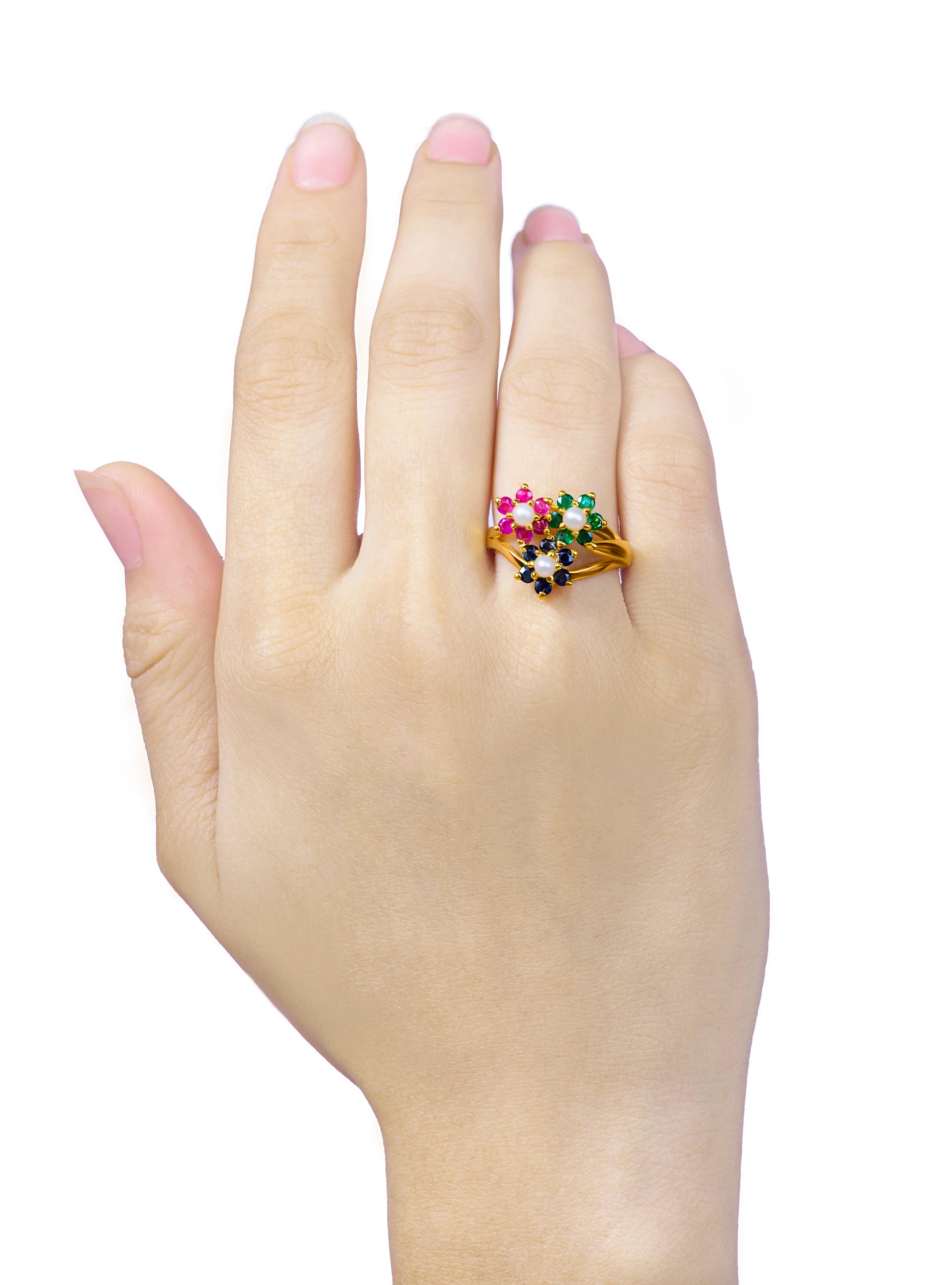 Trinity Of Ruby, Emerald And Sapphire Ring