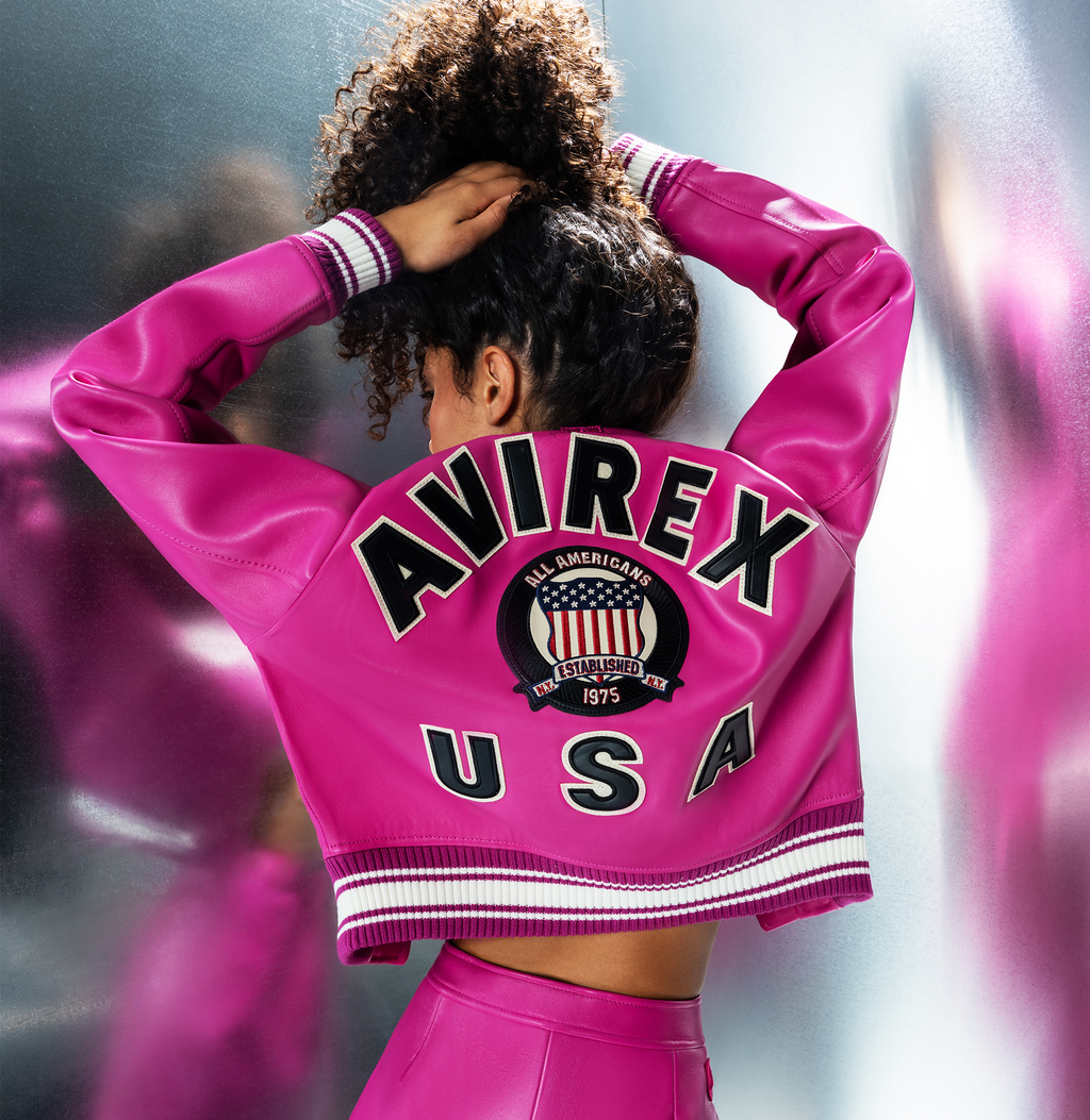 Avirex Cropped Icon Jacket Pink