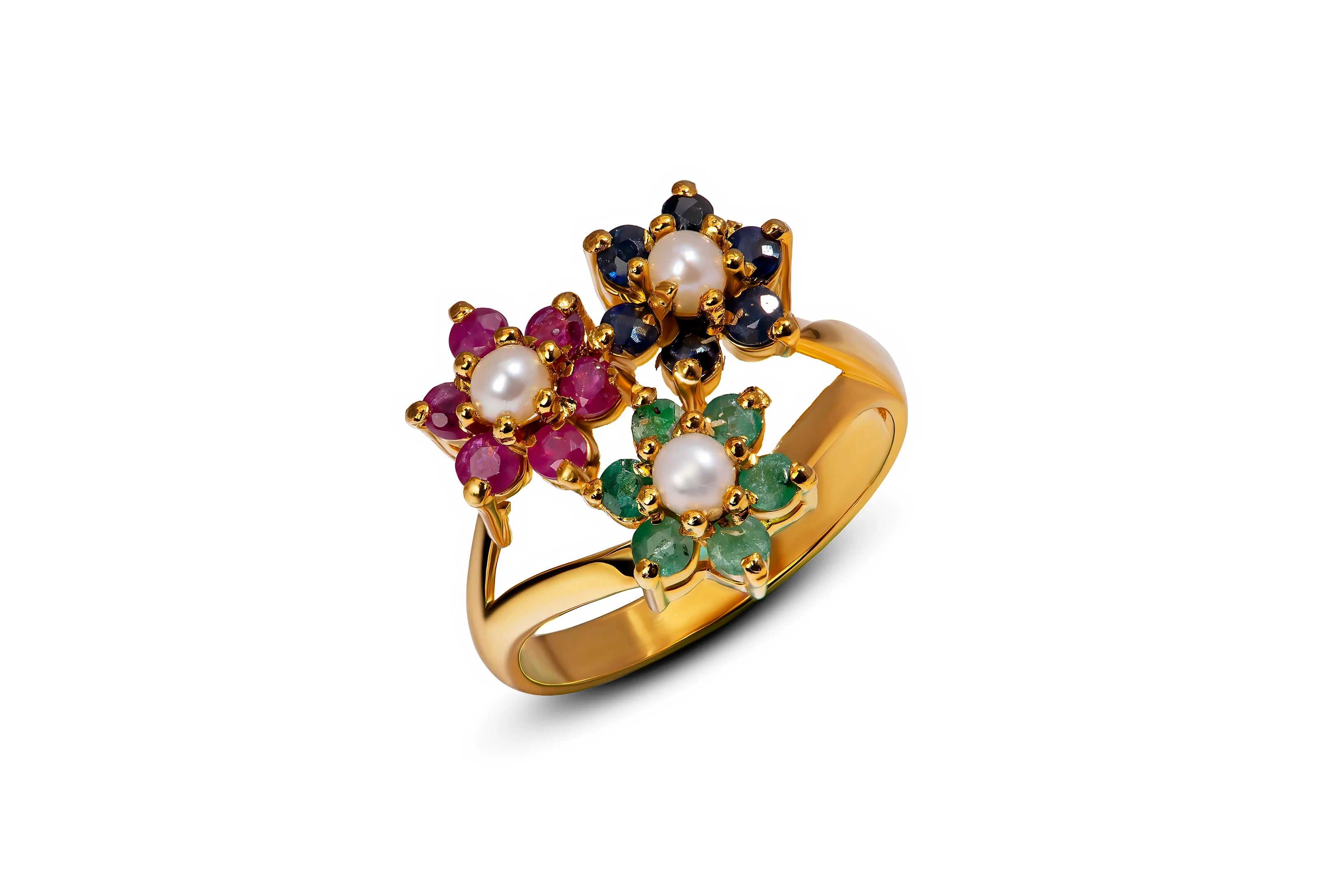 Trinity Of Ruby, Emerald And Sapphire Ring