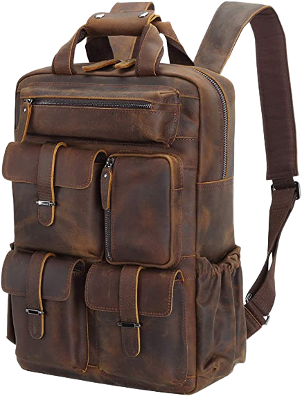 Multi-Pocket Leather Bag With Pockets