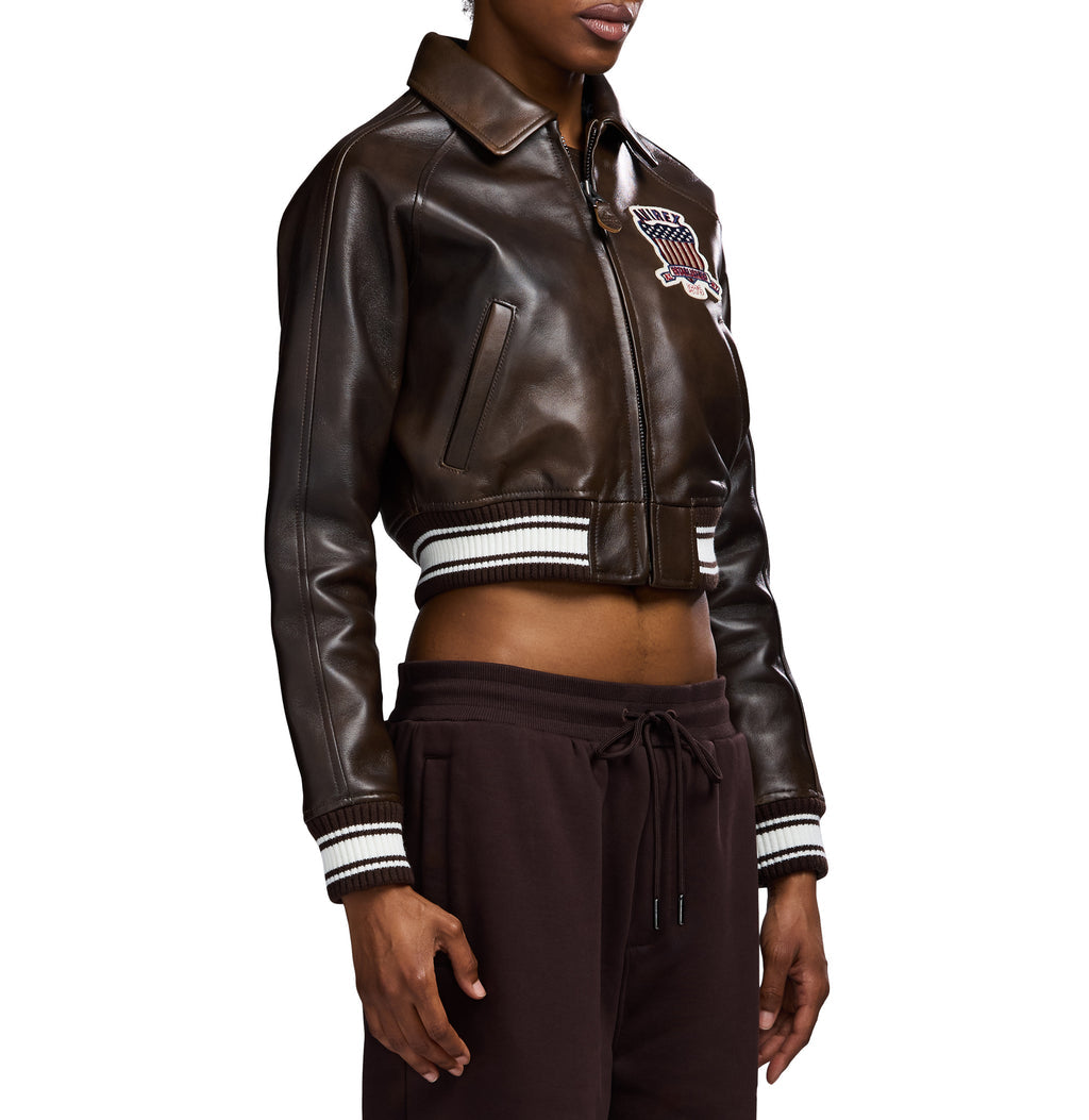 Avirex Cropped Icon Jacket Vintage Brown