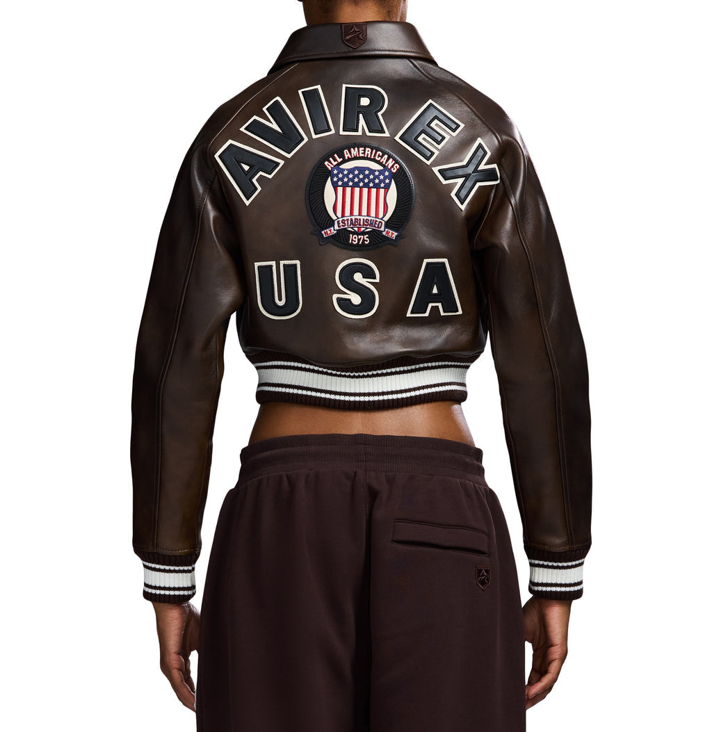 Avirex Cropped Icon Jacket Vintage Brown