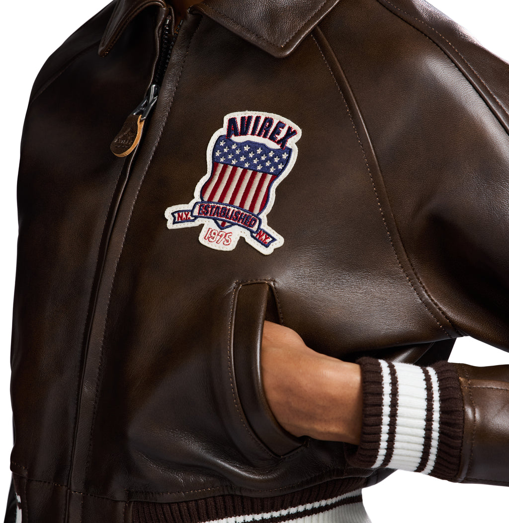 Avirex Cropped Icon Jacket Vintage Brown