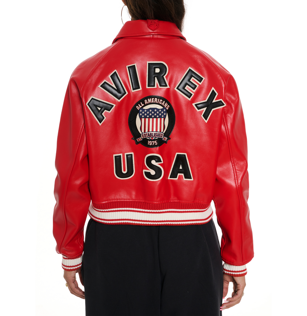 Avirex Cropped Icon Jacket Red
