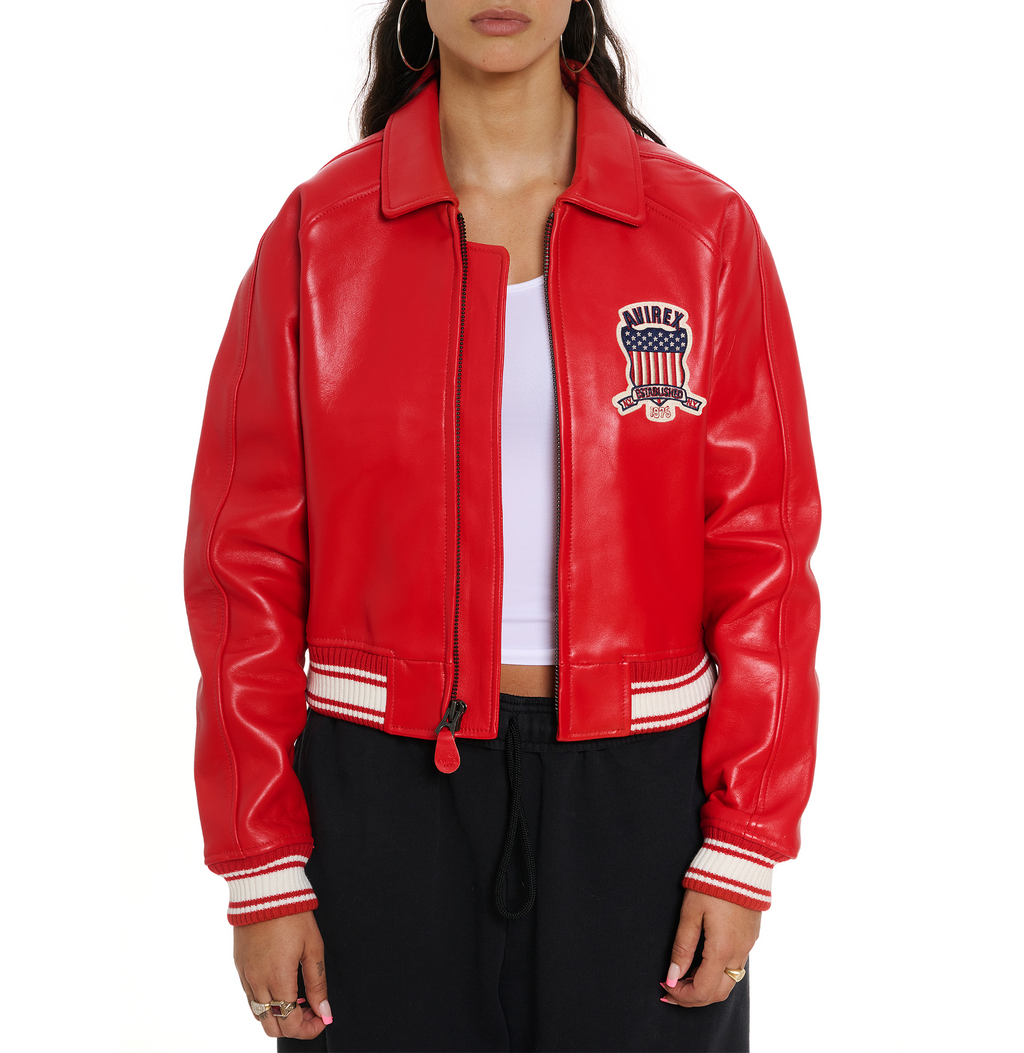 Avirex Cropped Icon Jacket Red