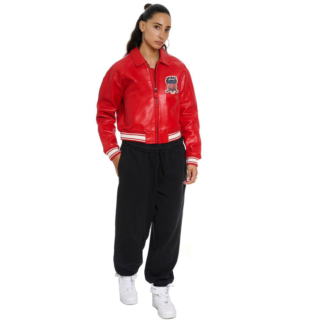 Avirex Cropped Icon Jacket Red
