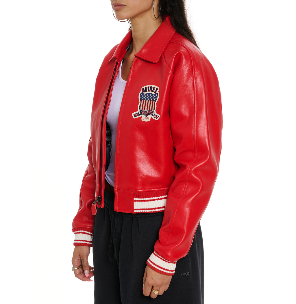 Avirex Cropped Icon Jacket Red
