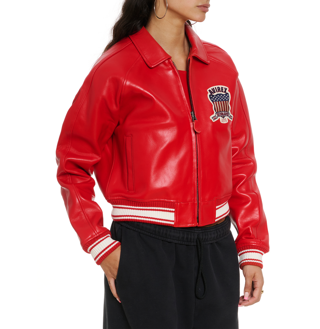 Avirex Cropped Icon Jacket Red