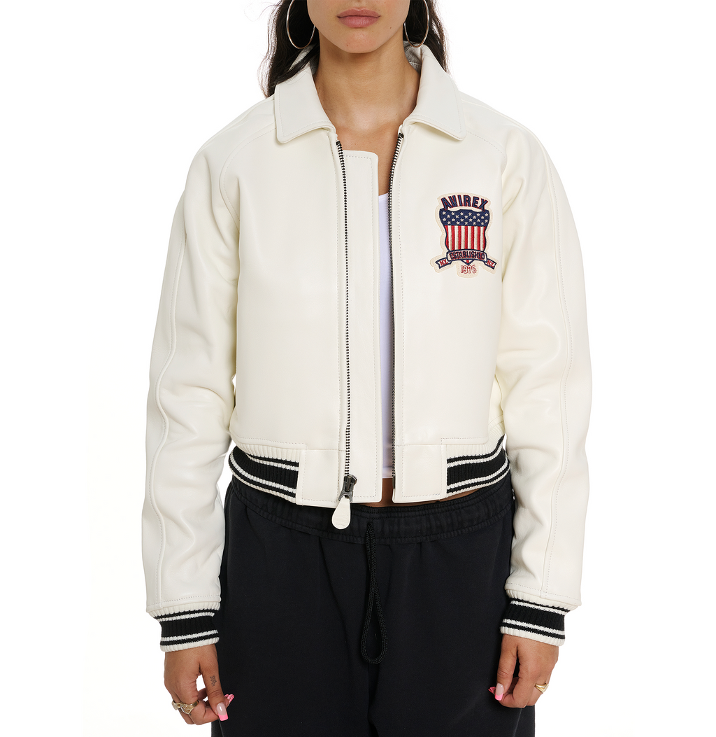 Avirex Cropped Icon Jacket Snow White