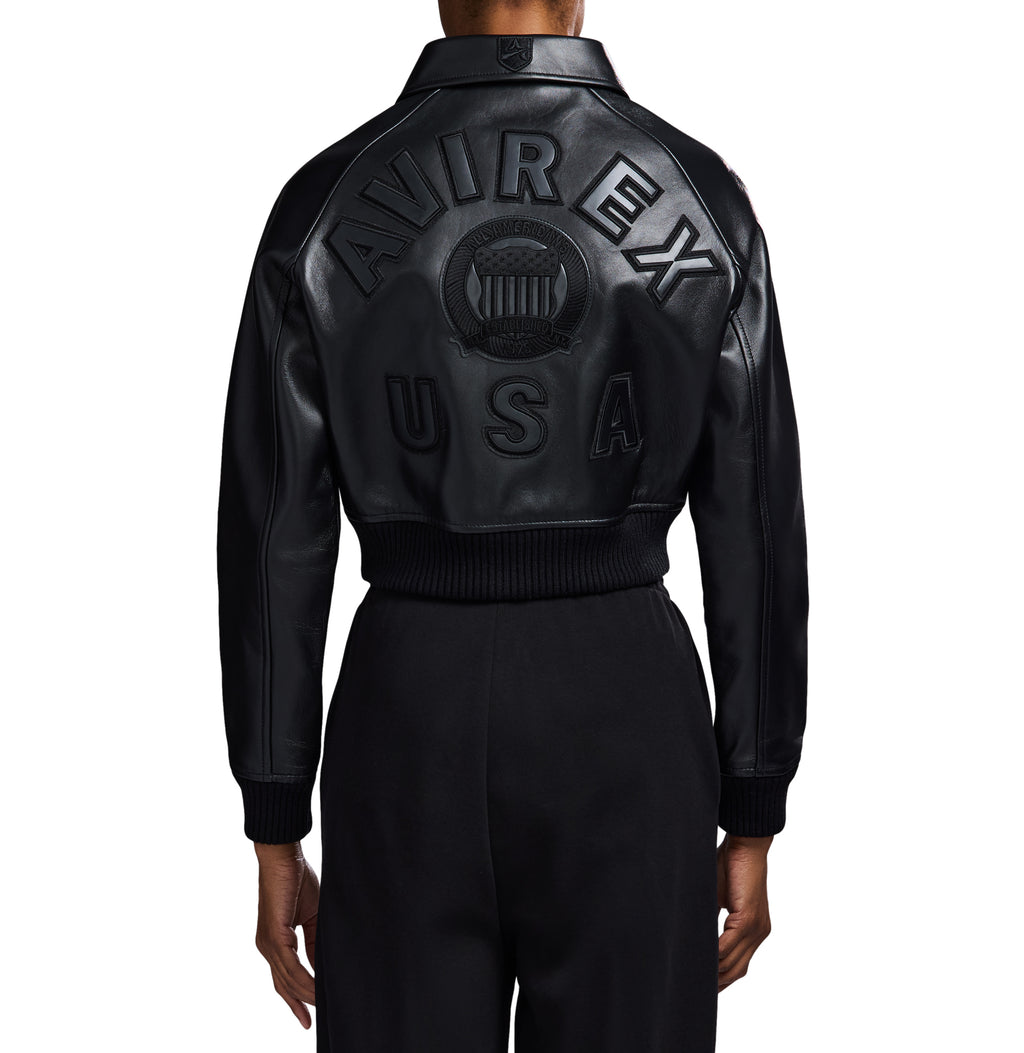 Avirex Cropped Icon Jacket Triple Black