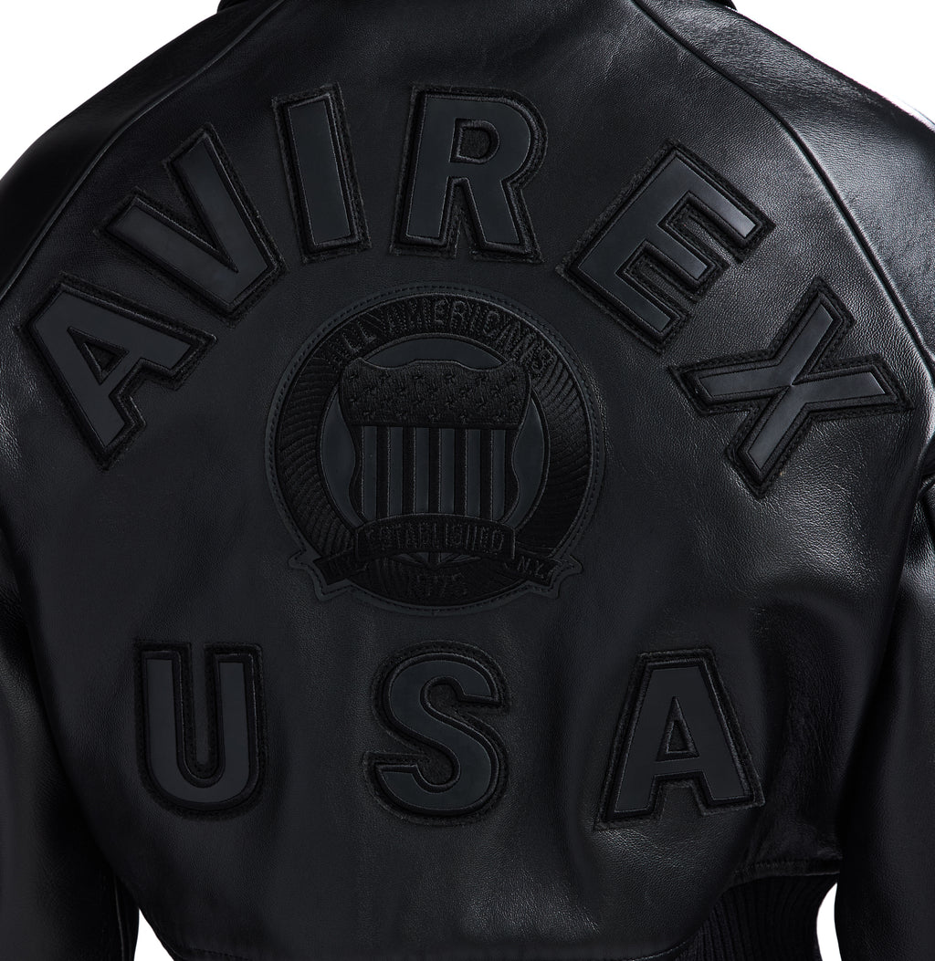 Avirex Cropped Icon Jacket Triple Black