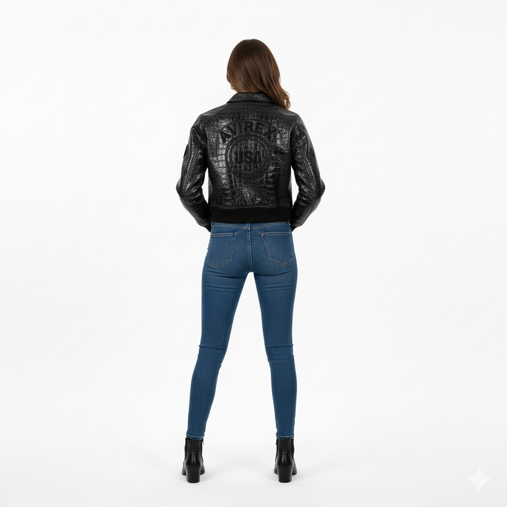 Avirex Limited Edition Cropped Croc Icon Jacket