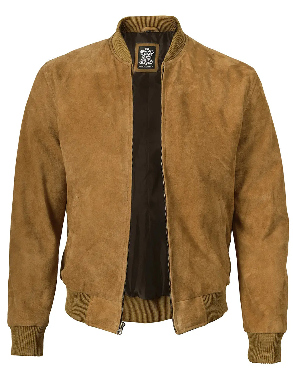 Adamsville Mens Brown Bomber Suede Jacket