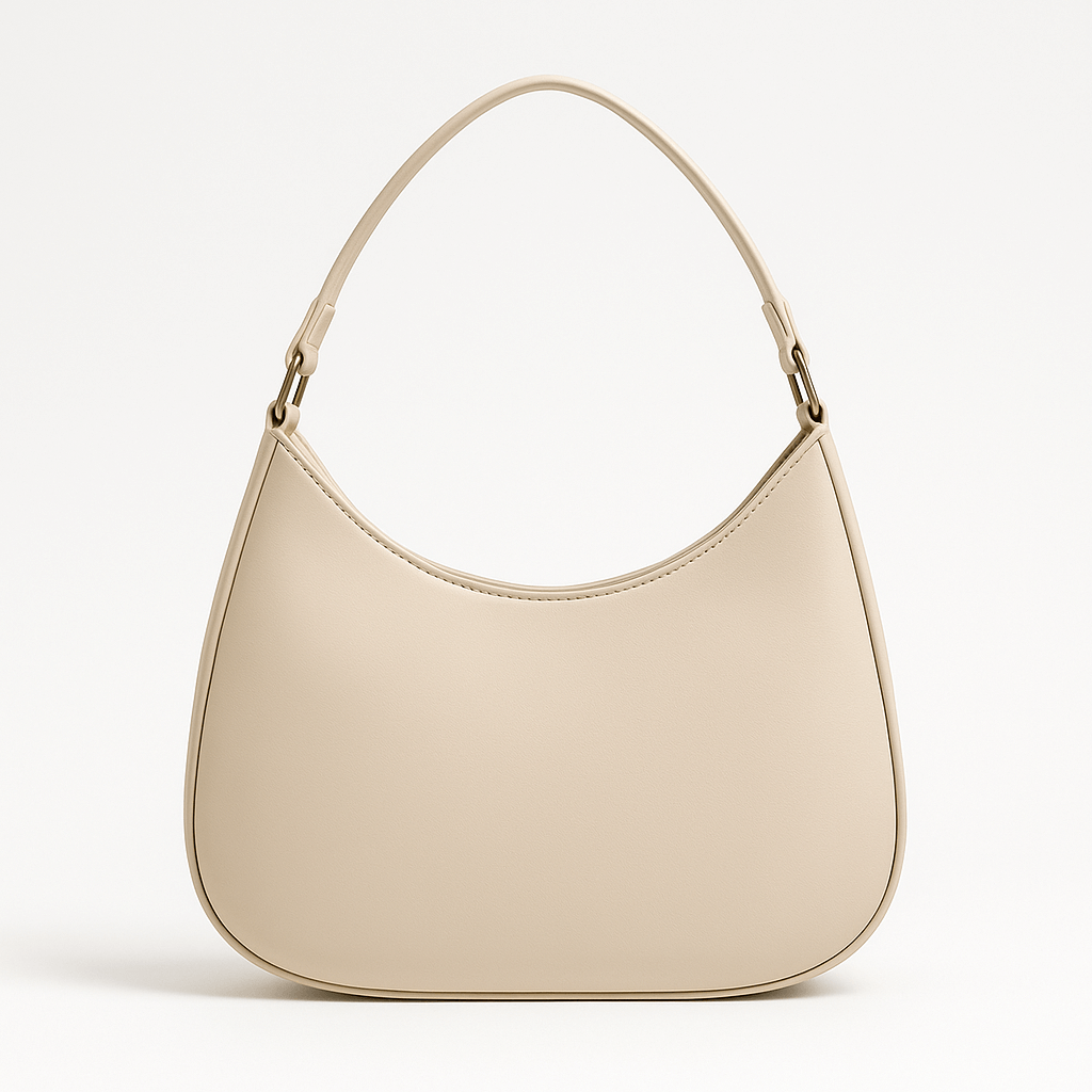 Nuvia Bloom Caia Crescent Shoulder Bag for Women – Cream PU Leather