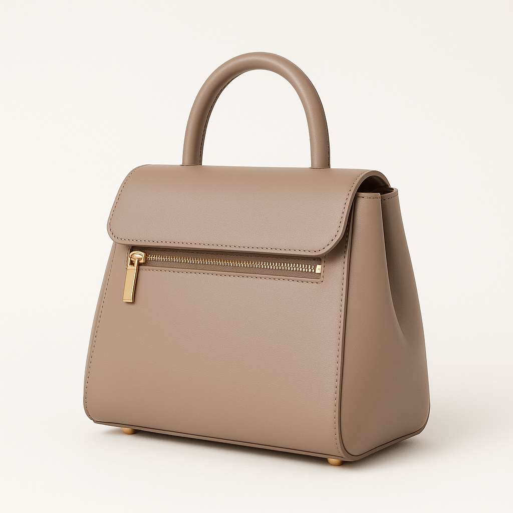 Nuvia Bloom Sera Top-Handle Satchel Bag for Women – Taupe Leather