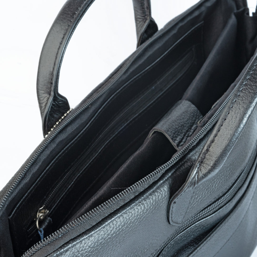 Vintage Midnight Leather Laptop Bag