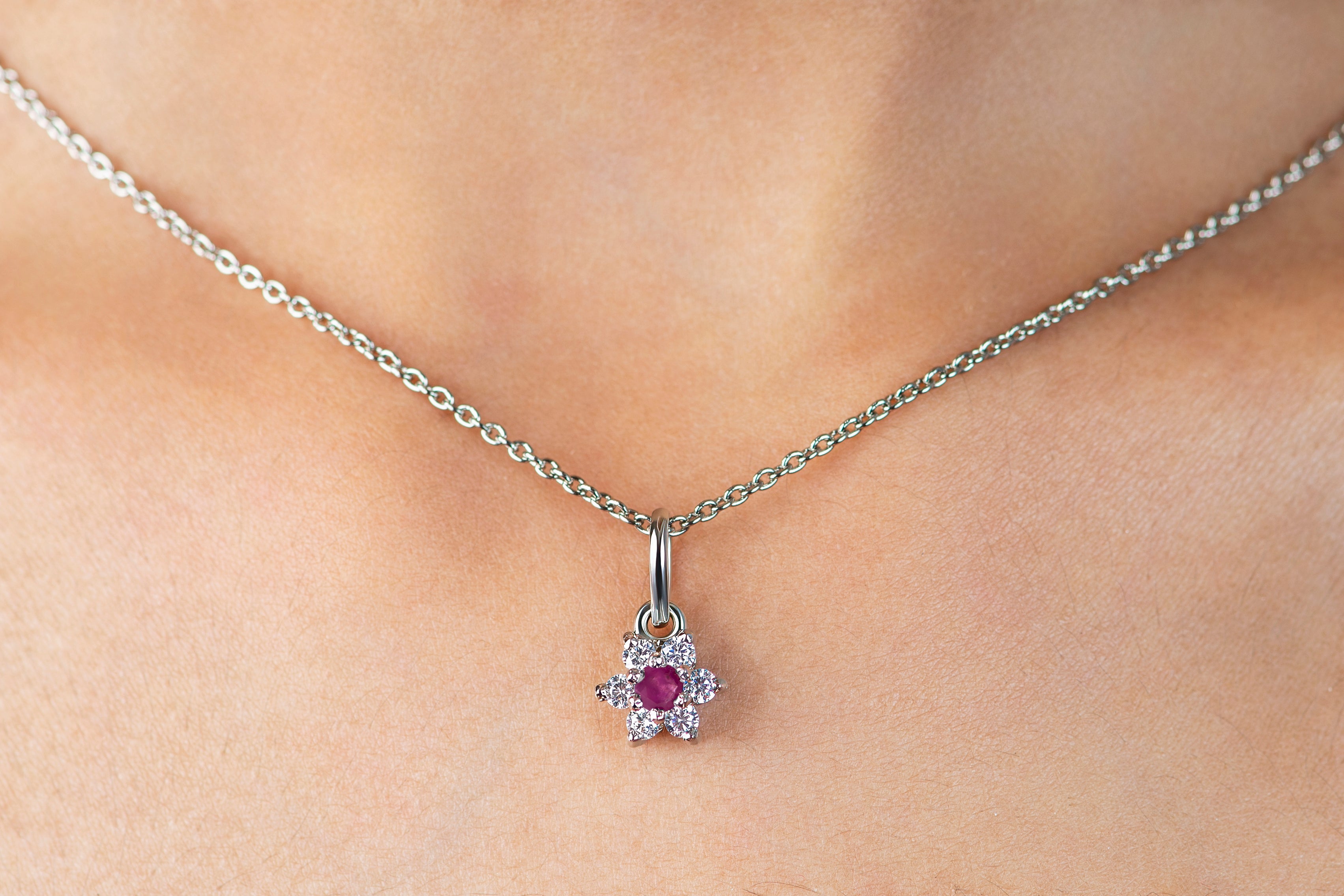 Sparkling Natural Ruby Flora Necklace