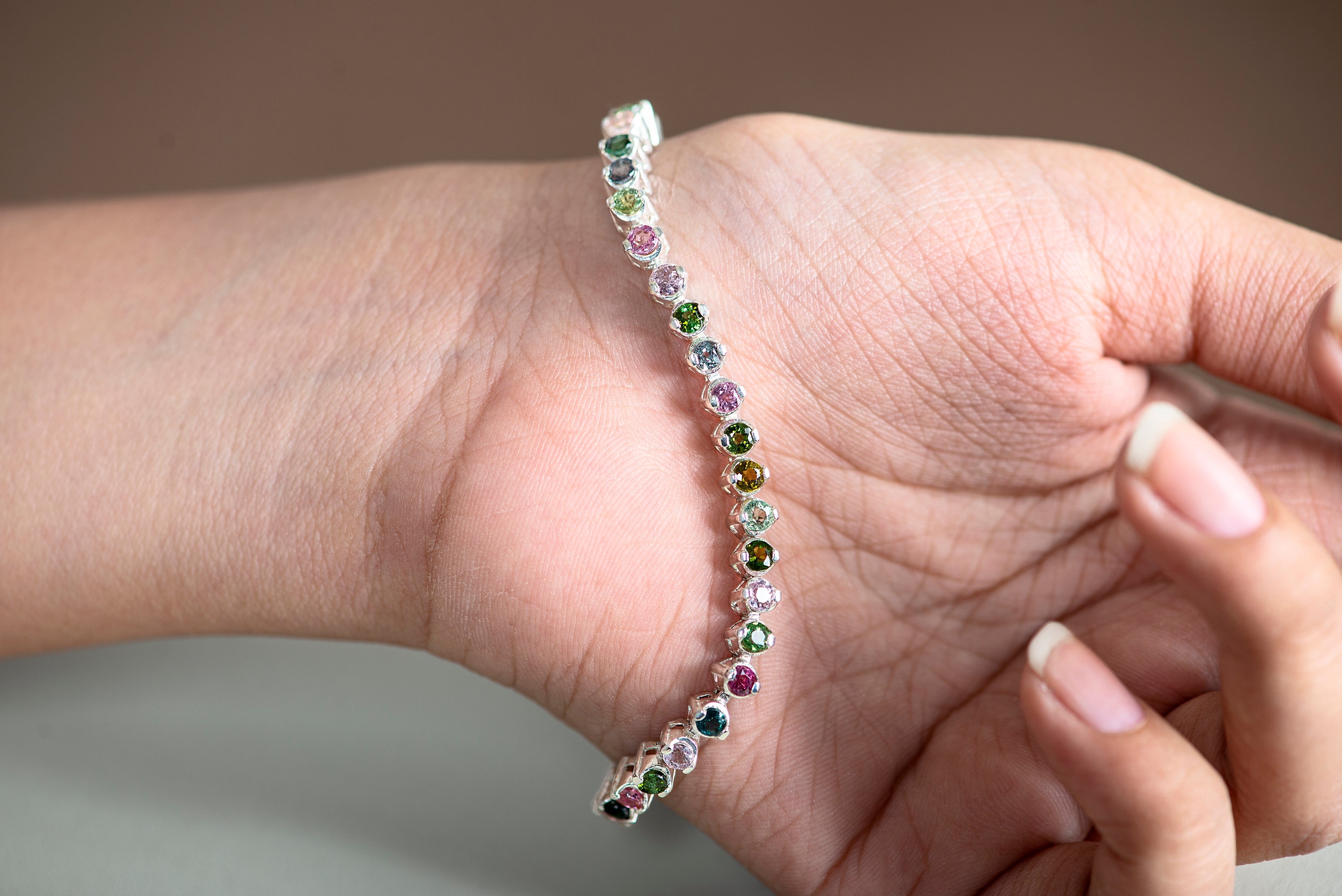 Vibrant Colors Of Tourmaline Tennis Bracelet