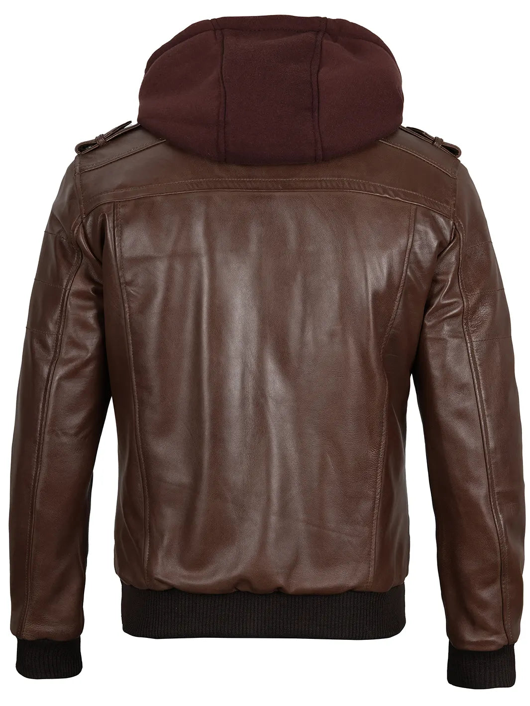 Edinburgh Men's Dark Brown Leather Bomber Jacket With Removable Hood